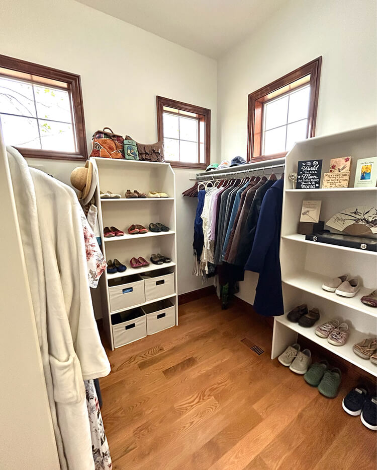 white walk in closet organization ideas