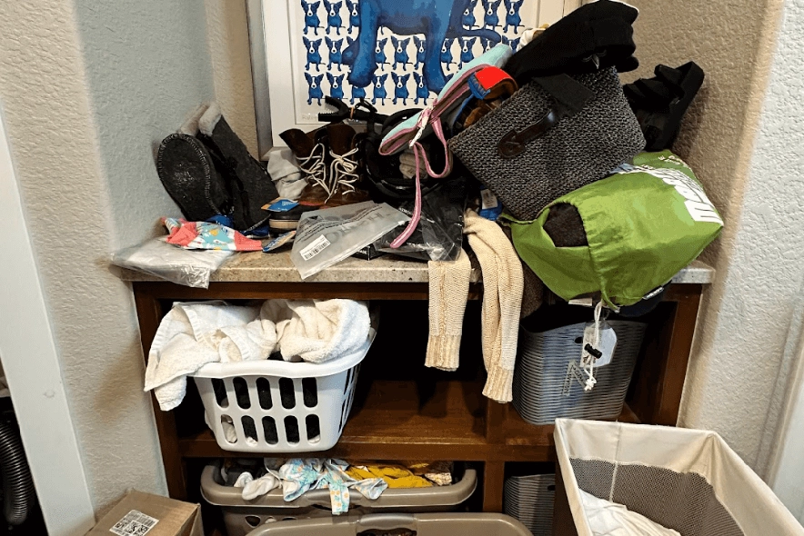 Laundry room before home organizing