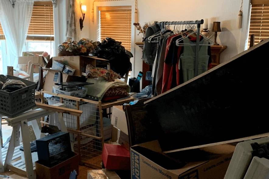 Living room before home organizing