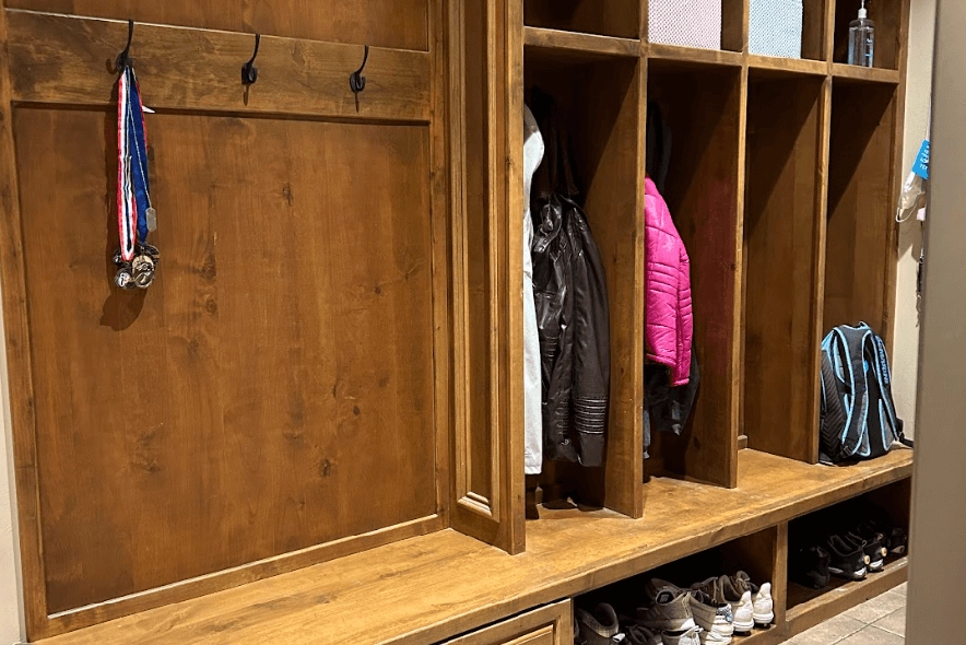 Mudroom after home organizing